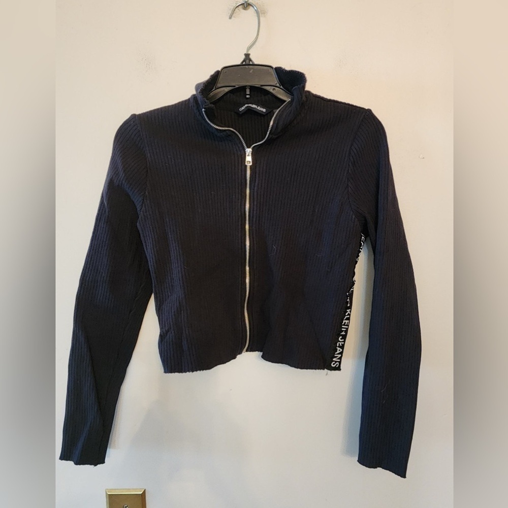 Calvin Klein black Ribbed jacket size womens large